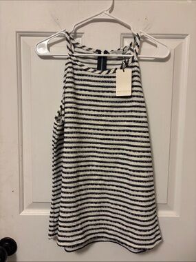 Green Envelope Navy & White Striped Tank Top